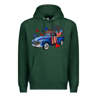 Sports Green 4th of July American flag truck Premium Hoodie - Neo Western