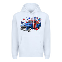 White 4th of July American flag truck Premium Hoodie - Neo Western