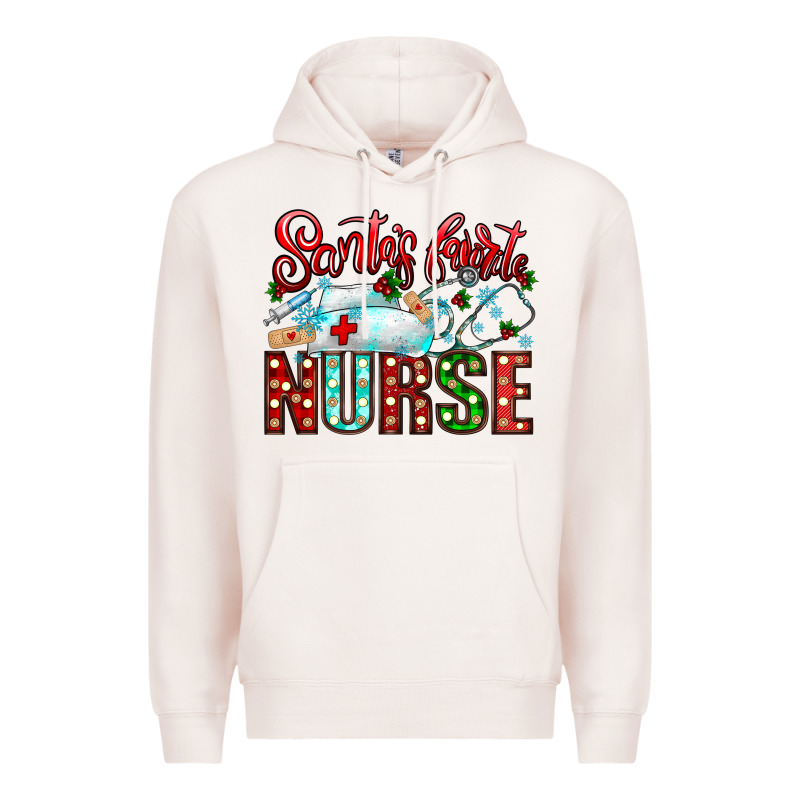 Santa Is Favorite Nurse Premium Hoodie by CowhideDigitalArt | Teevron