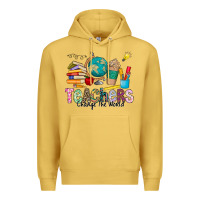 Antique Gold Teachers Change The World Premium Hoodie - CowhideDigitalArt