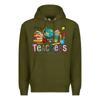 Army Green Teachers Change The World Premium Hoodie - CowhideDigitalArt