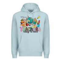 Blue Mist Teachers Change The World Premium Hoodie - CowhideDigitalArt