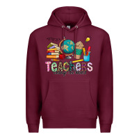 Burgundy Teachers Change The World Premium Hoodie - CowhideDigitalArt