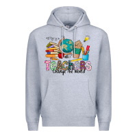 Heather Grey Teachers Change The World Premium Hoodie - CowhideDigitalArt