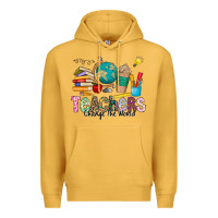 Mustard Teachers Change The World Premium Hoodie - CowhideDigitalArt