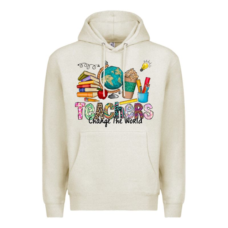 Teachers Change The World Premium Hoodie by CowhideDigitalArt | Teevron