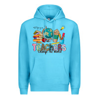 Ocean Blue Teachers Change The World Premium Hoodie - CowhideDigitalArt