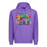 Purple Teachers Change The World Premium Hoodie - CowhideDigitalArt