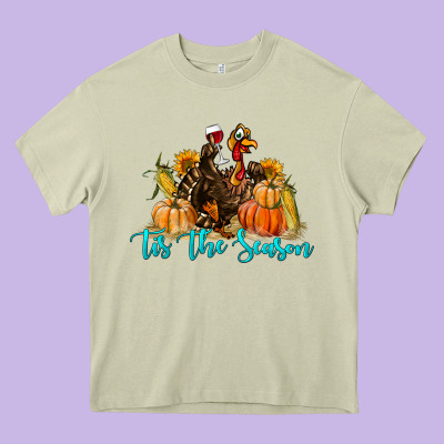 Western Fall Turkey Tis The Season Heavy Core Tee Designed By Lillyallendesigns