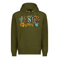 Army Green jesus saves Premium Hoodie - HRA Design Shop