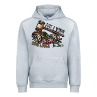 Heather Grey just a woman who loves justice Urban Hoodie - SublimationCraftShop