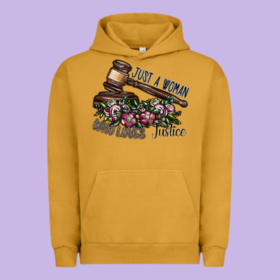 Just A Woman Who Loves Justice Urban Hoodie Designed By Sublimationcraftshop