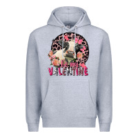 Heather Grey be my valentine holstein cow valentine's day Premium Hoodie - FaDigitalArtStudio