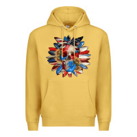 Antique Gold 4th of July sunflower skull 4th of july Premium Hoodie - CowGirlArtShop
