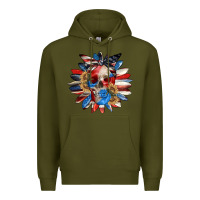 Army Green 4th of July sunflower skull 4th of july Premium Hoodie - CowGirlArtShop