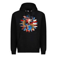 Black 4th of July sunflower skull 4th of july Premium Hoodie - CowGirlArtShop