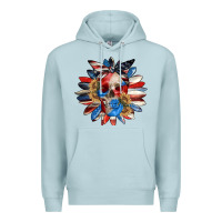 Blue Mist 4th of July sunflower skull 4th of july Premium Hoodie - CowGirlArtShop