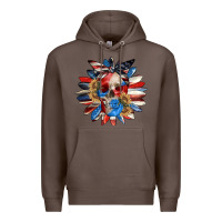 Coffee 4th of July sunflower skull 4th of july Premium Hoodie - CowGirlArtShop