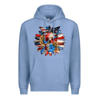 Colony Blue 4th of July sunflower skull 4th of july Premium Hoodie - CowGirlArtShop