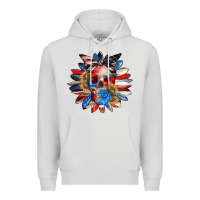 Dove Grey 4th of July sunflower skull 4th of july Premium Hoodie - CowGirlArtShop