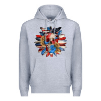 Heather Grey 4th of July sunflower skull 4th of july Premium Hoodie - CowGirlArtShop