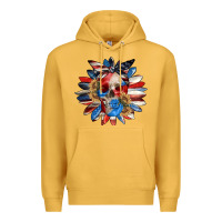 Mustard 4th of July sunflower skull 4th of july Premium Hoodie - CowGirlArtShop