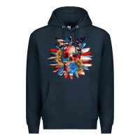 Navy 4th of July sunflower skull 4th of july Premium Hoodie - CowGirlArtShop
