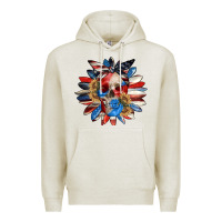 Oatmeal Heather 4th of July sunflower skull 4th of july Premium Hoodie - CowGirlArtShop