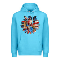 Ocean Blue 4th of July sunflower skull 4th of july Premium Hoodie - CowGirlArtShop