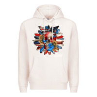 Pale Pink 4th of July sunflower skull 4th of july Premium Hoodie - CowGirlArtShop