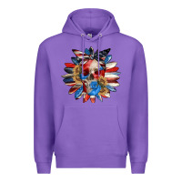 Purple 4th of July sunflower skull 4th of july Premium Hoodie - CowGirlArtShop