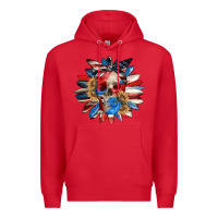 Red 4th of July sunflower skull 4th of july Premium Hoodie - CowGirlArtShop