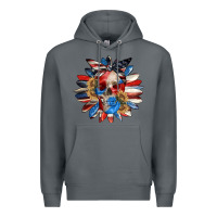 Rock 4th of July sunflower skull 4th of july Premium Hoodie - CowGirlArtShop
