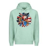 Seafoam 4th of July sunflower skull 4th of july Premium Hoodie - CowGirlArtShop