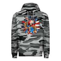 Slate Camo 4th of July sunflower skull 4th of july Premium Hoodie - CowGirlArtShop