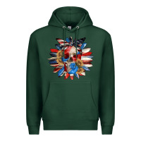 Sports Green 4th of July sunflower skull 4th of july Premium Hoodie - CowGirlArtShop
