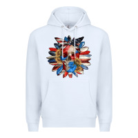 White 4th of July sunflower skull 4th of july Premium Hoodie - CowGirlArtShop