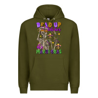 Army Green bead up bitches it's mardi gras skeleton Premium Hoodie - FaDigitalArtStudio