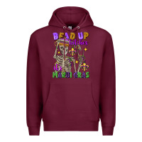 Burgundy bead up bitches it's mardi gras skeleton Premium Hoodie - FaDigitalArtStudio
