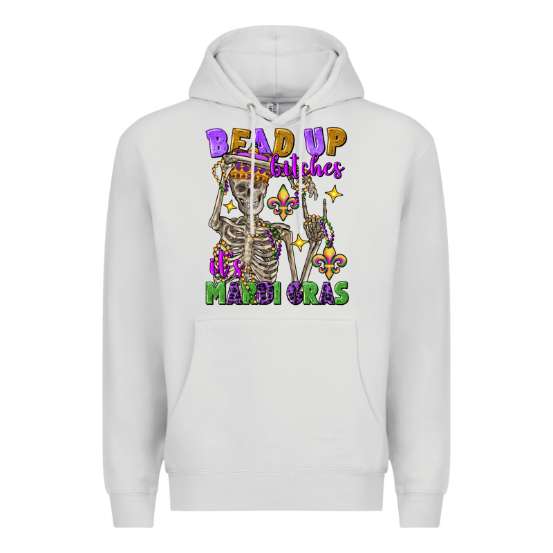 Bead Up Bitches It's Mardi Gras Skeleton Premium Hoodie by FaDigitalArtStudio | Teevron