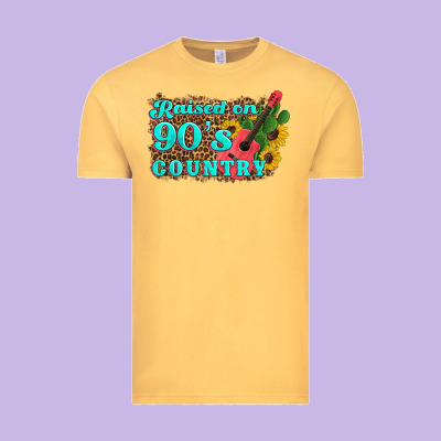 Raised 90's Country Guitar Cactus Sunflower's Vintage Tee Designed By Artiststas