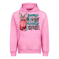 Fuchsia Pink Some Bunny needs coffee Urban Hoodie - Neo Western