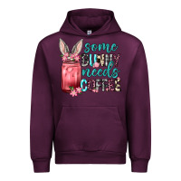 Mauve Wine Some Bunny needs coffee Urban Hoodie - Neo Western