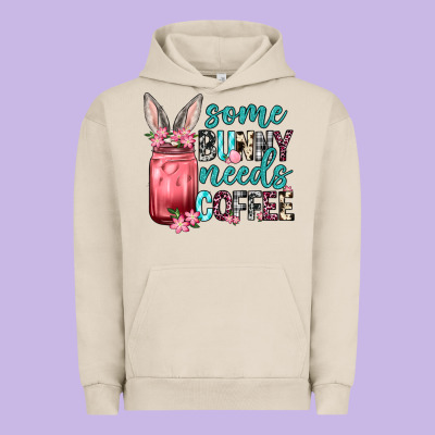 Some Bunny Needs Coffee Urban Hoodie Designed By Neo Western