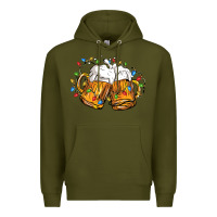 Army Green beer with christmas lights Premium Hoodie - FaDigitalArtStudio
