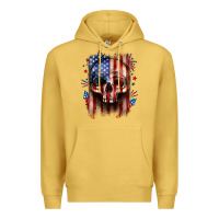 Antique Gold 4th of July skull American flag Premium Hoodie - Neo Western