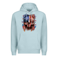 Blue Mist 4th of July skull American flag Premium Hoodie - Neo Western