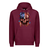 Burgundy 4th of July skull American flag Premium Hoodie - Neo Western