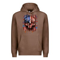 Chestnut 4th of July skull American flag Premium Hoodie - Neo Western
