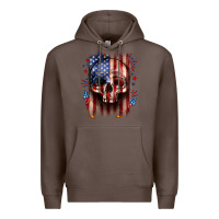 Coffee 4th of July skull American flag Premium Hoodie - Neo Western